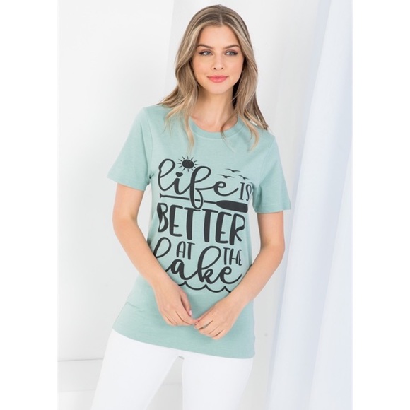 Mint Green ‘Life is Better at the Lake’ Graphic Tee - Picture 2 of 14